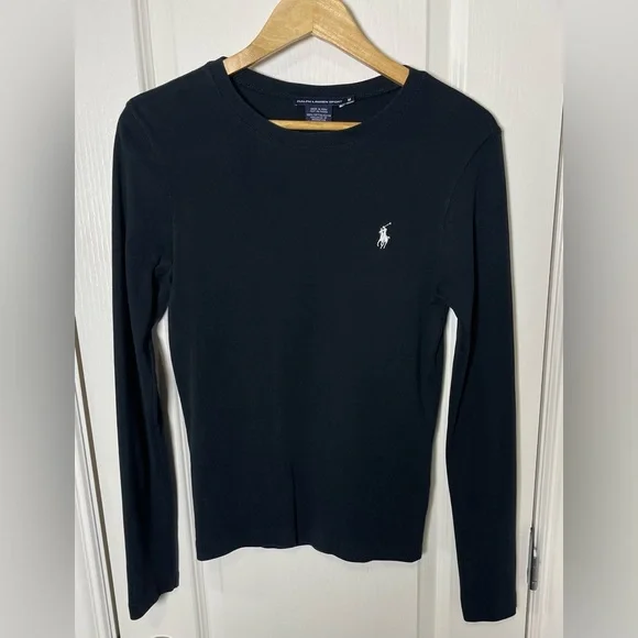 Ralph Lauren Sport Polo logo-embroidered Cotton Long Sleeve Top Size Medium - Picture 2 of 7